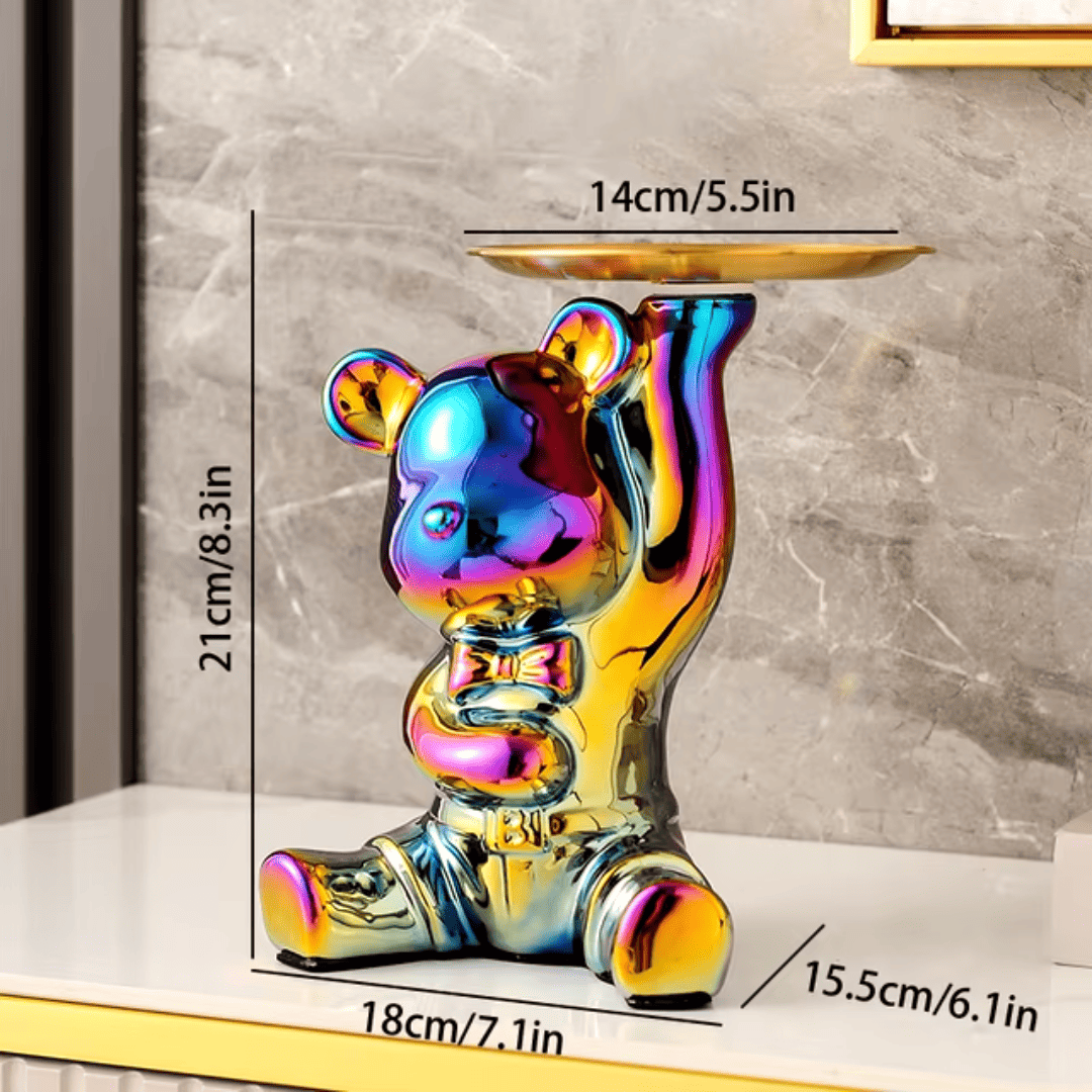 Escultura de Urso Bandeja Metalizada