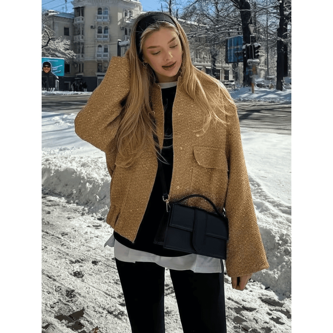 Jaqueta Feminina Bomber de Lantejoulas Genevieve
