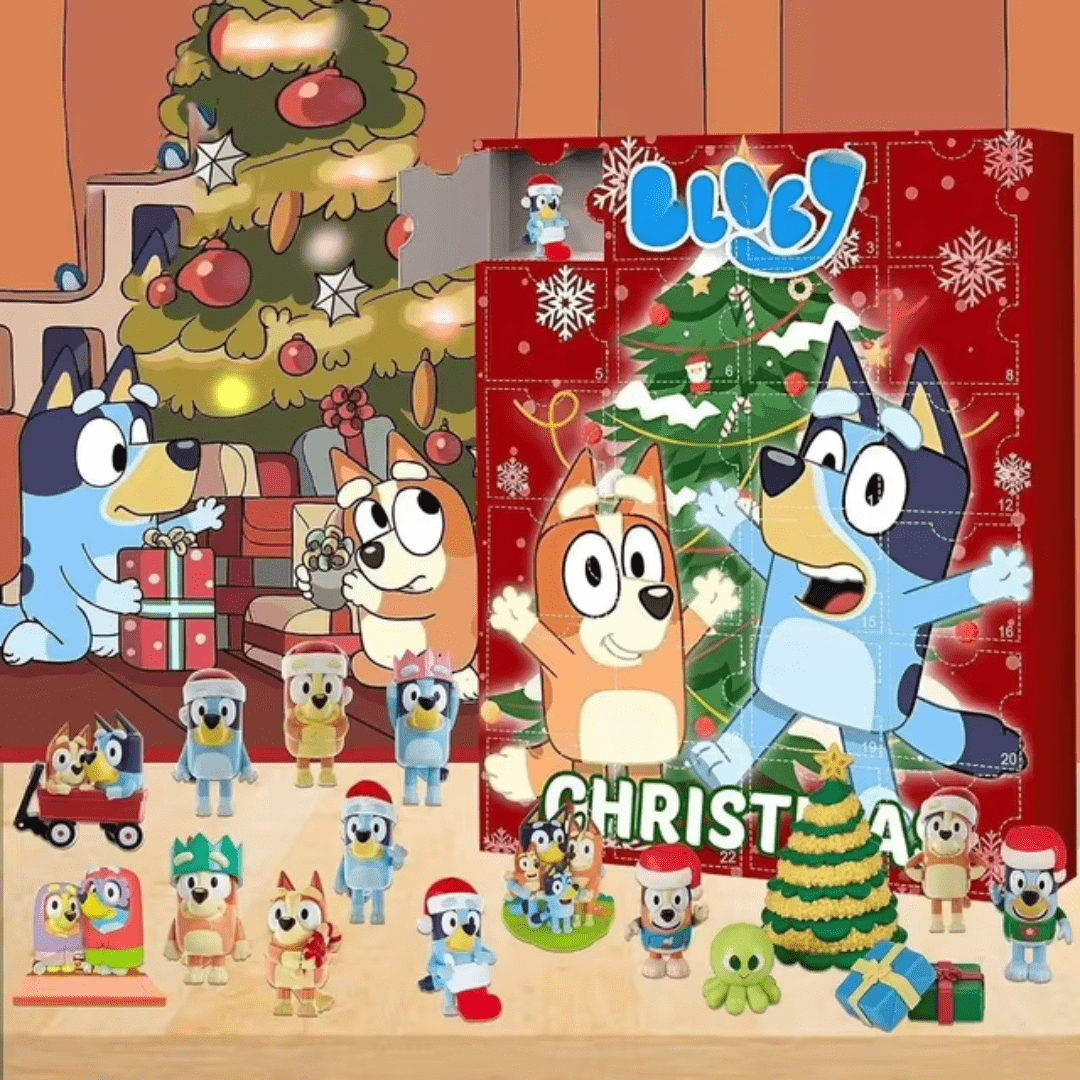 Calendário Contagem Regressiva + Brinquedos Surpresa Personagens Bluey
