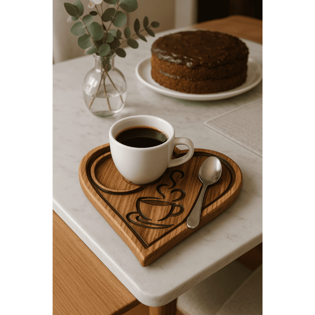 Bandeja de Madeira para Café/Chá Dia das Mães