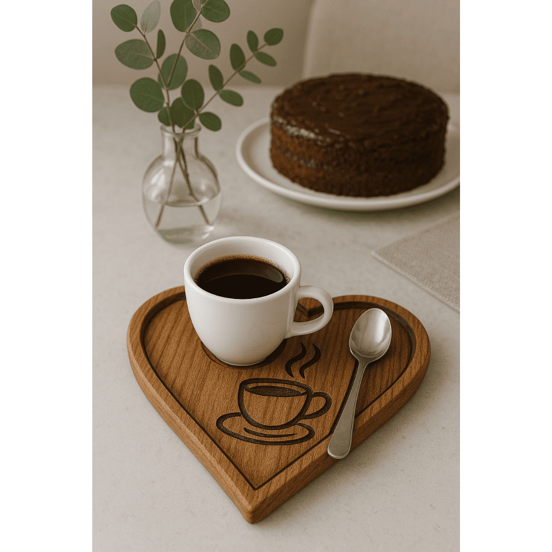 Bandeja de Madeira para Café/Chá Dia das Mães