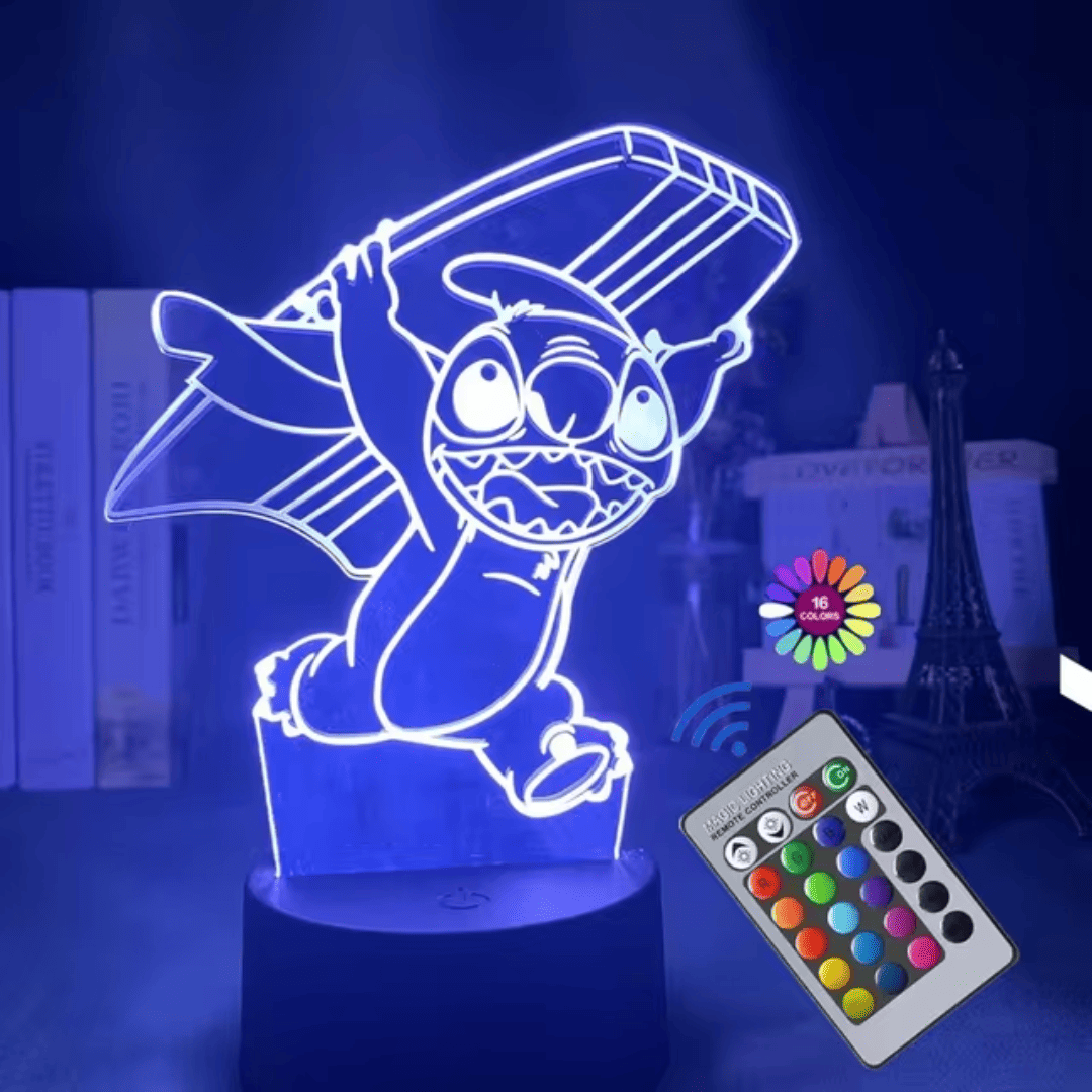 Luminária 3D em LED do Stitch