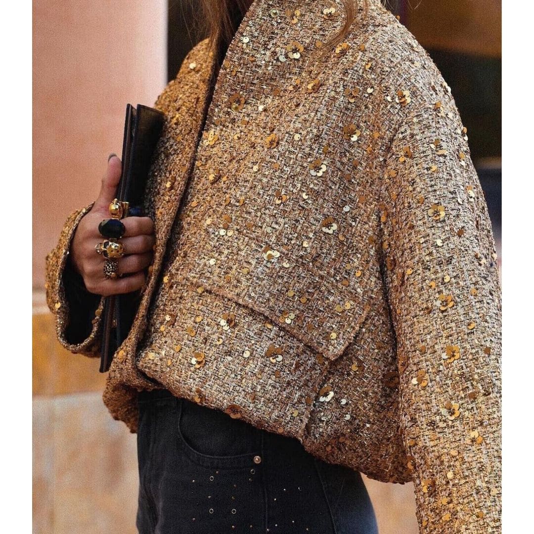 Jaqueta Feminina Bomber de Lantejoulas Genevieve