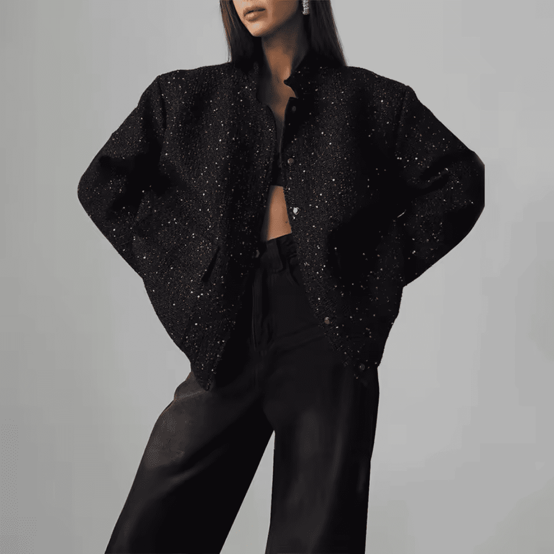 Jaqueta Feminina Bomber de Lantejoulas Genevieve