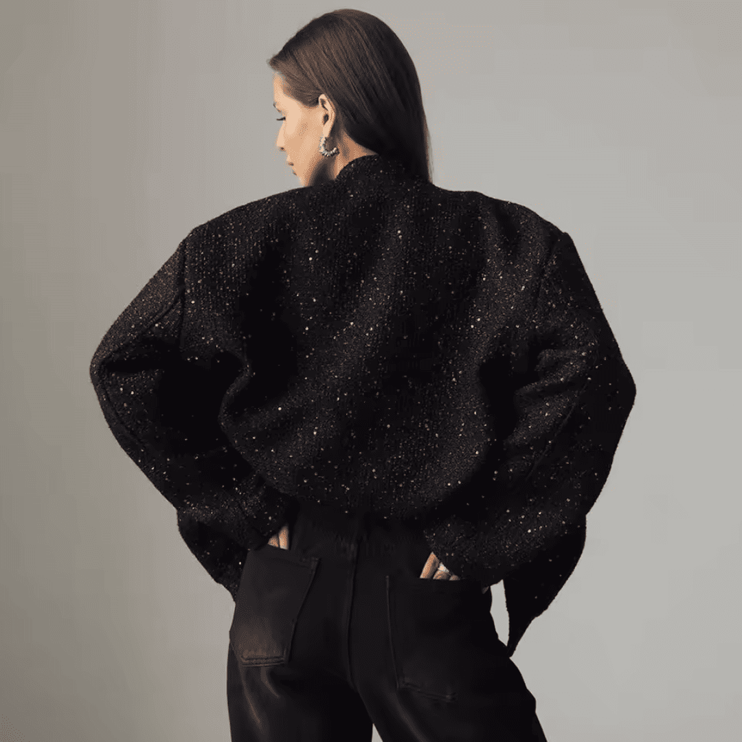 Jaqueta Feminina Bomber de Lantejoulas Genevieve
