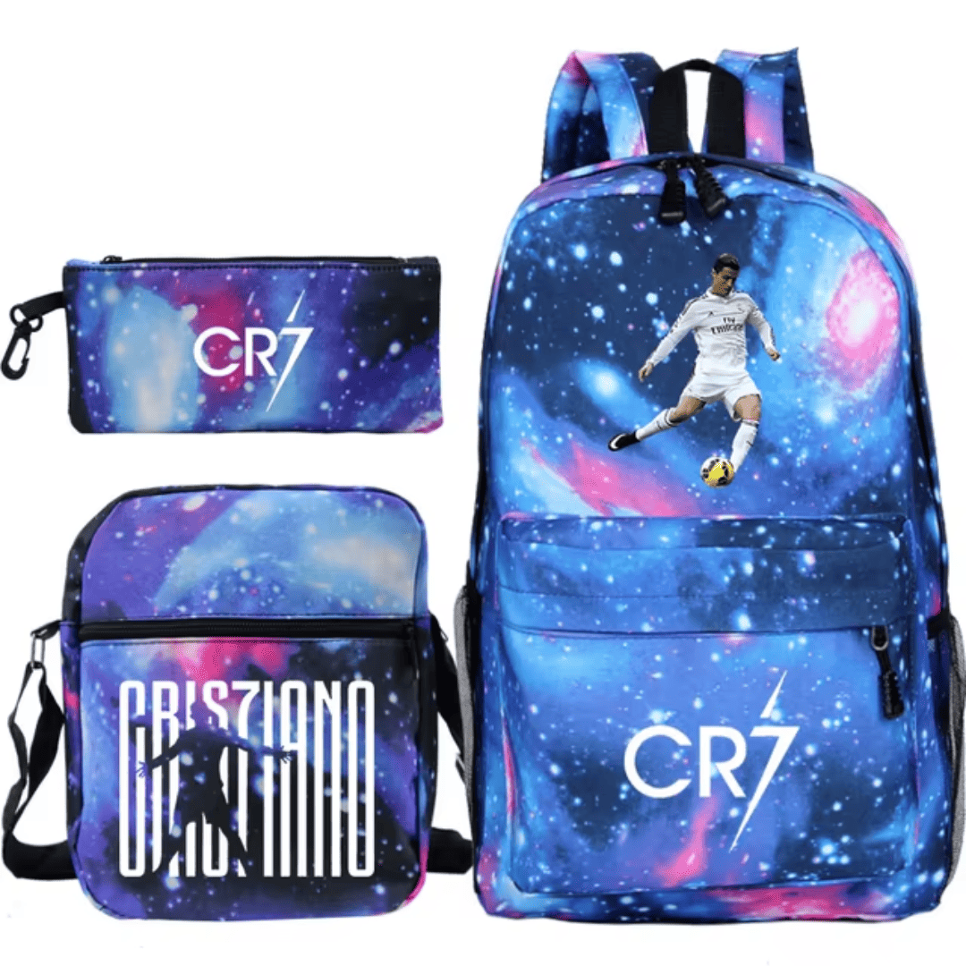 Kit Mochila, Lancheira e Estojo Cristiano Ronaldo CR7