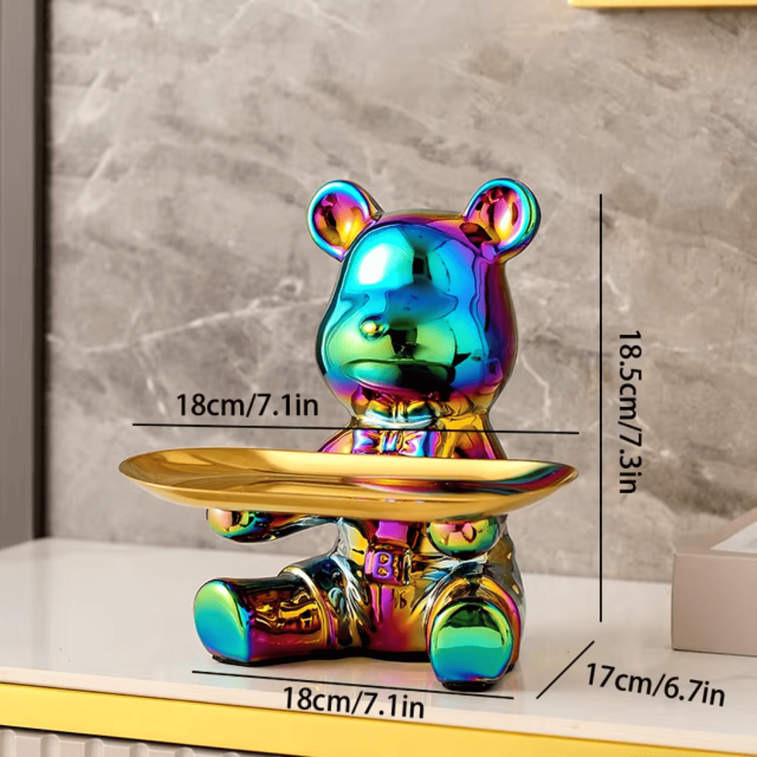 Escultura de Urso Bandeja Metalizada