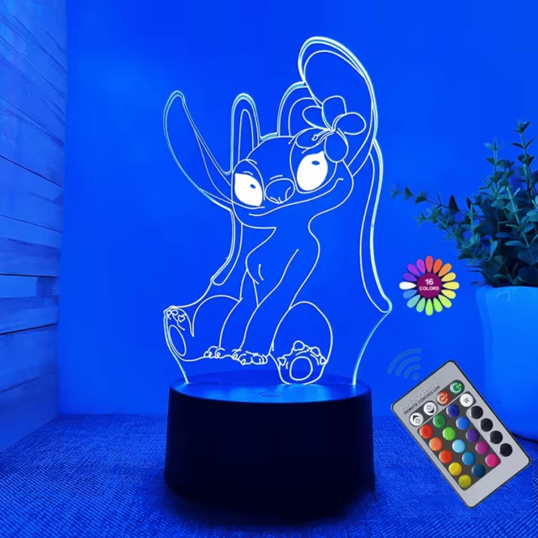 Luminária 3D em LED do Stitch
