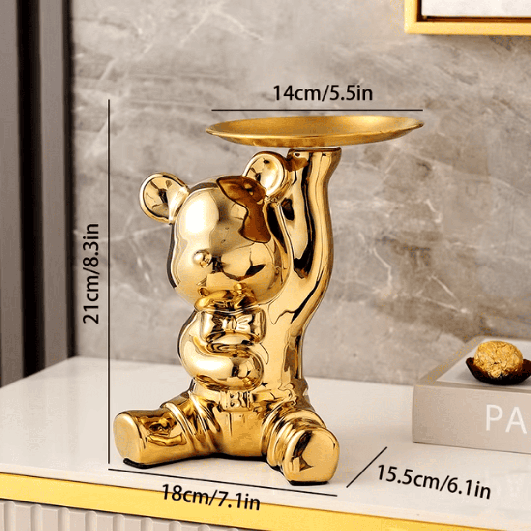 Escultura de Urso Bandeja Metalizada