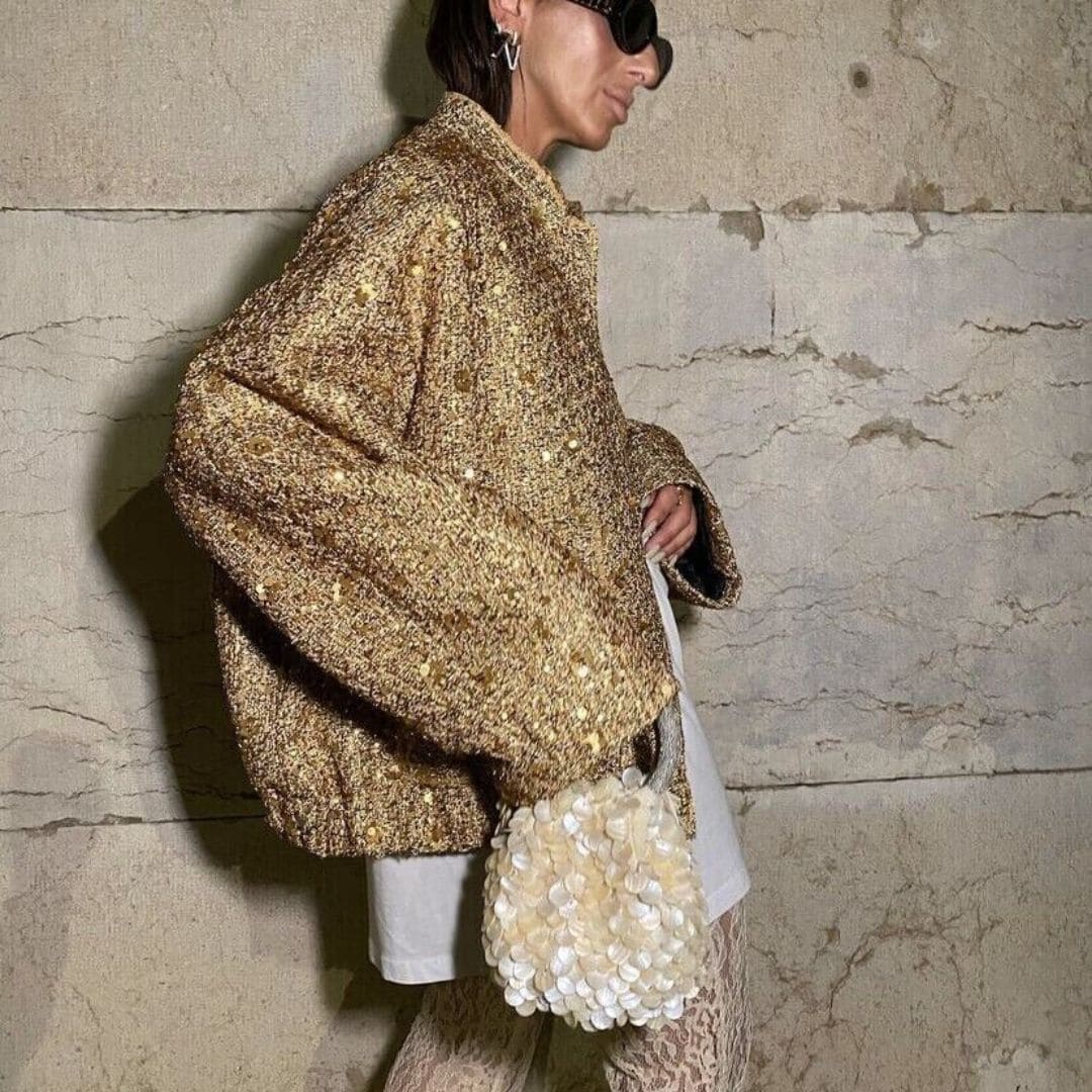 Jaqueta Feminina Bomber de Lantejoulas Genevieve