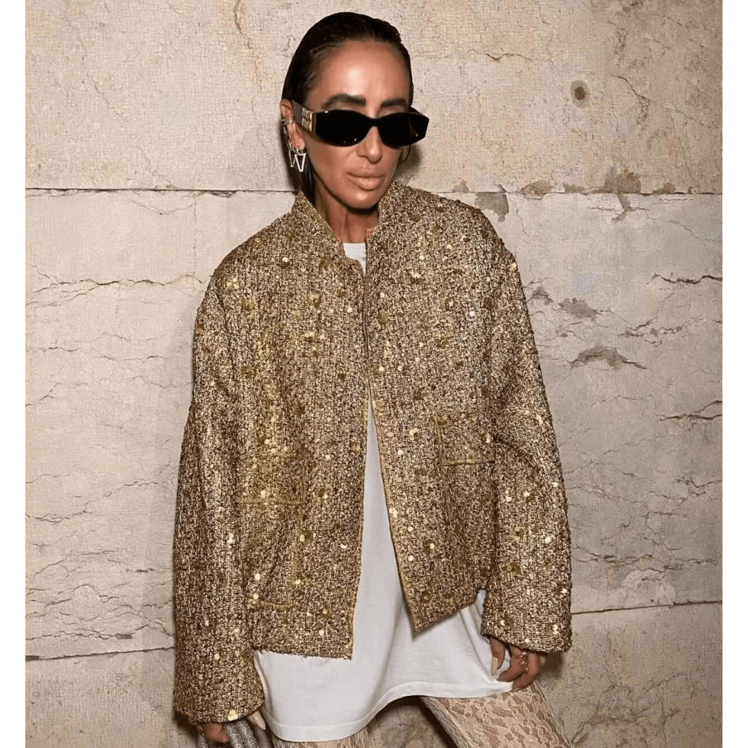 Jaqueta Feminina Bomber de Lantejoulas Genevieve