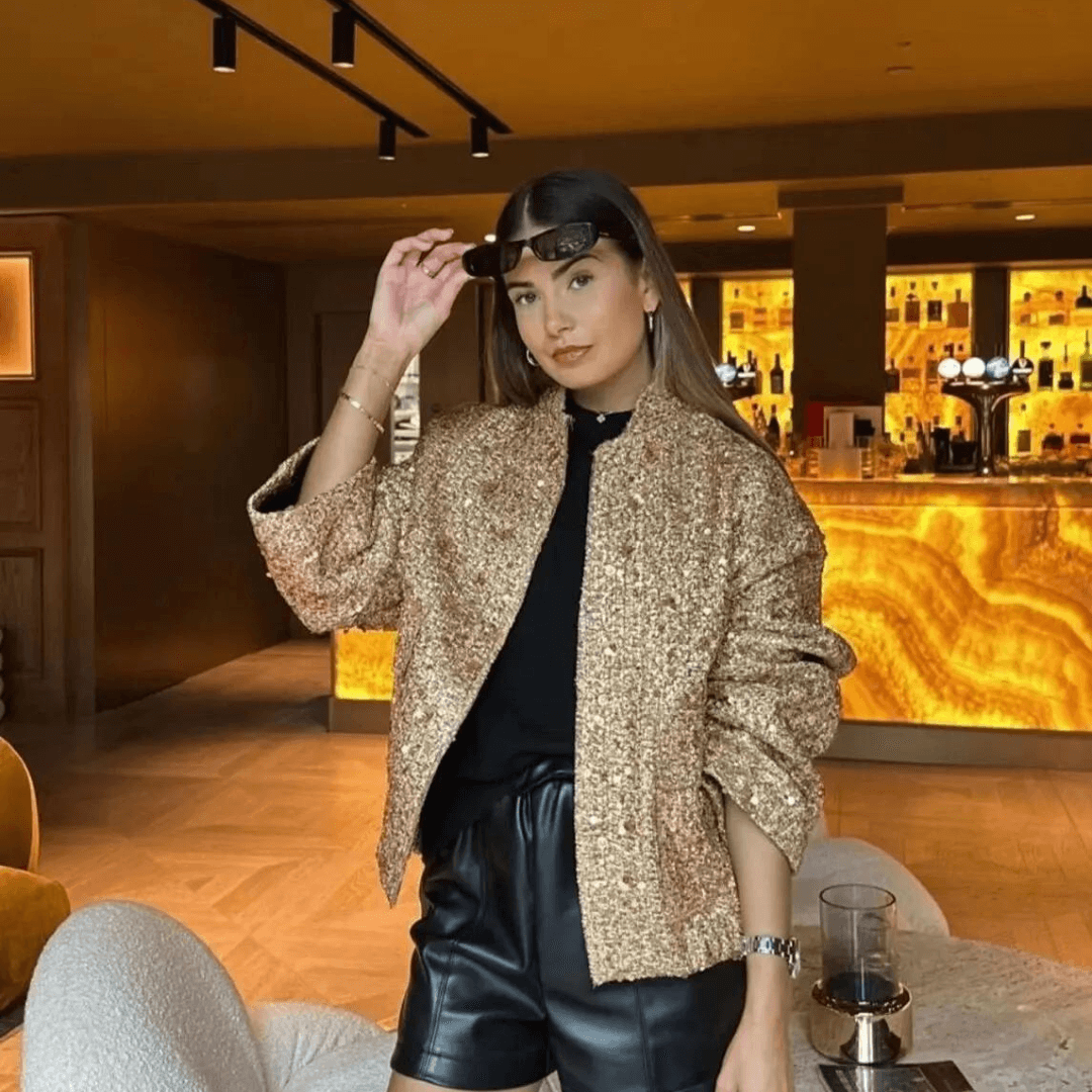 Jaqueta Feminina Bomber de Lantejoulas Genevieve