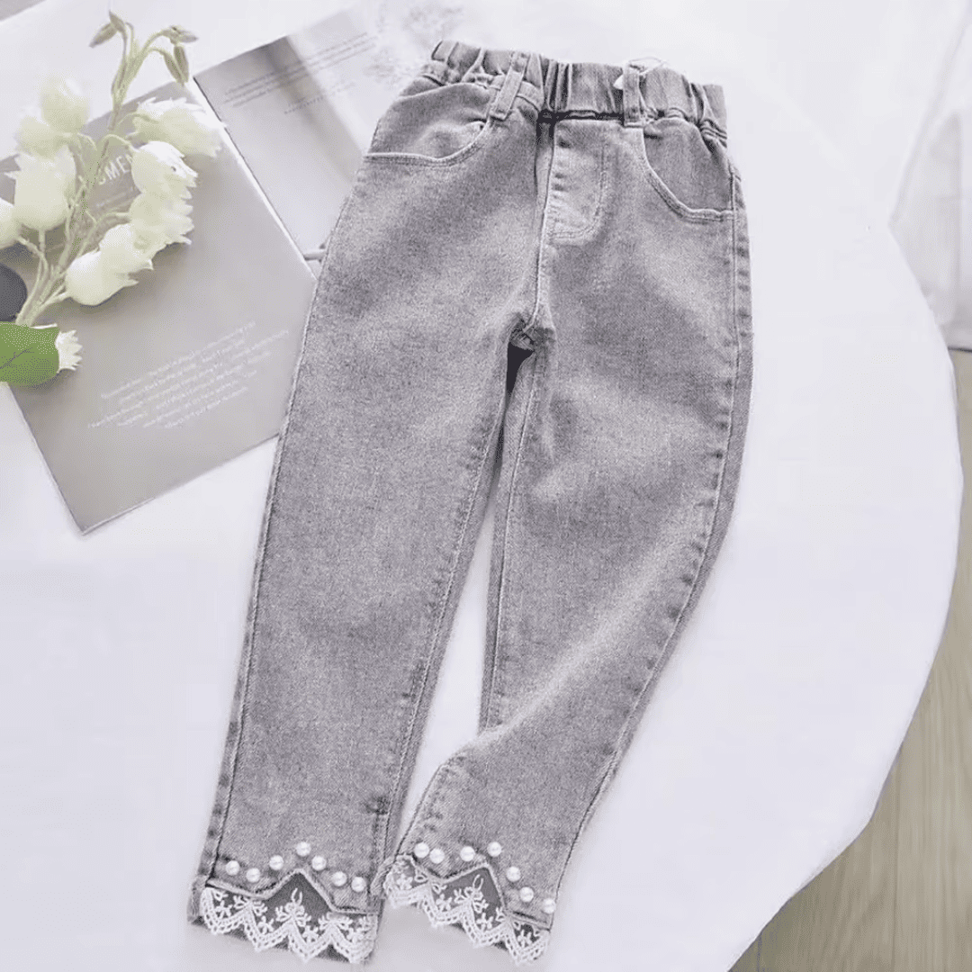 Calça Jeans Infantil Menina com Pérolas Forglows