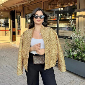 Jaqueta Feminina Bomber de Lantejoulas Genevieve