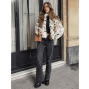 Casaco Feminino de Pele Sintética Leopard Forglows