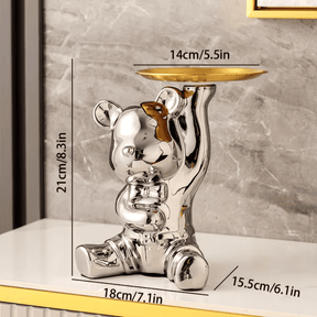 Escultura de Urso Bandeja Metalizada