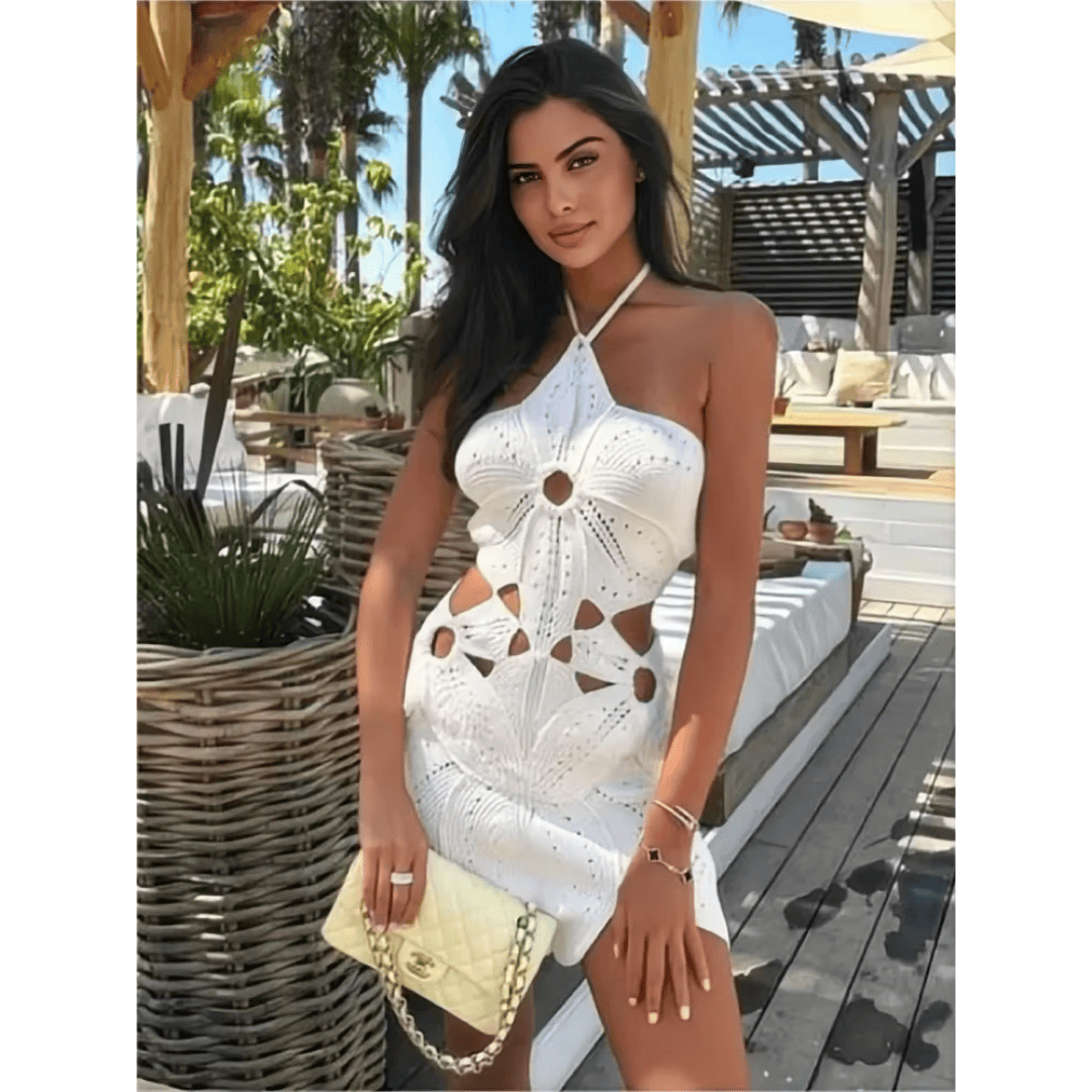 Vestido Feminino de Crochê Flor Forglows