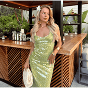 Vestido Feminino Longo com Lantejoulas Forglows