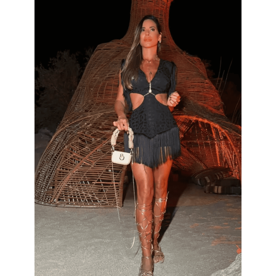 Vestido Feminino Curto com Renda e Franja Forglows