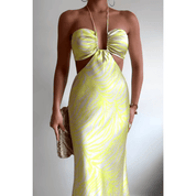 Vestido Feminino Midi Florido Acetinado