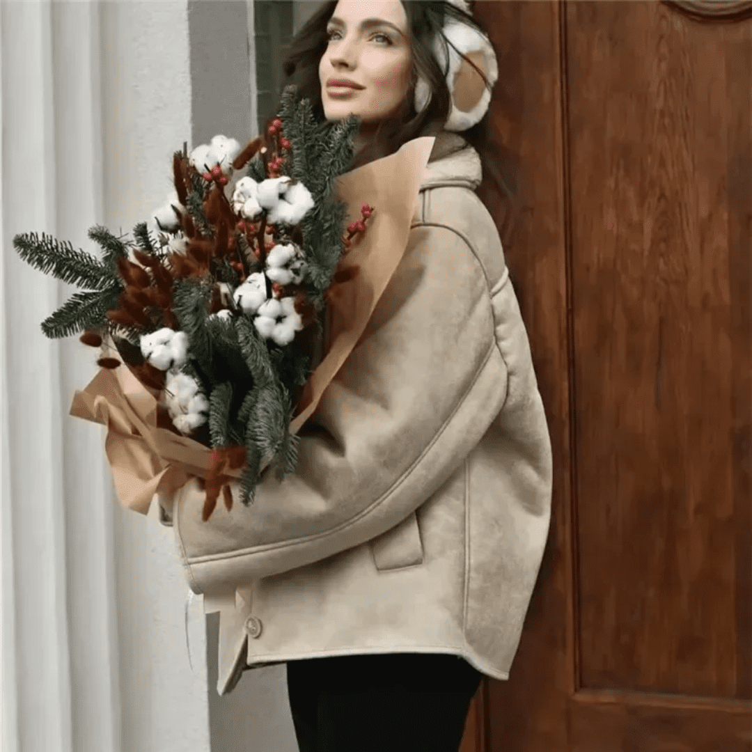 Casaco Feminino Couro Nobuck com Pelúcia Forglows