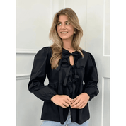 Blusa Feminina Bata com Amarração Manga Comprida Luna Forglows