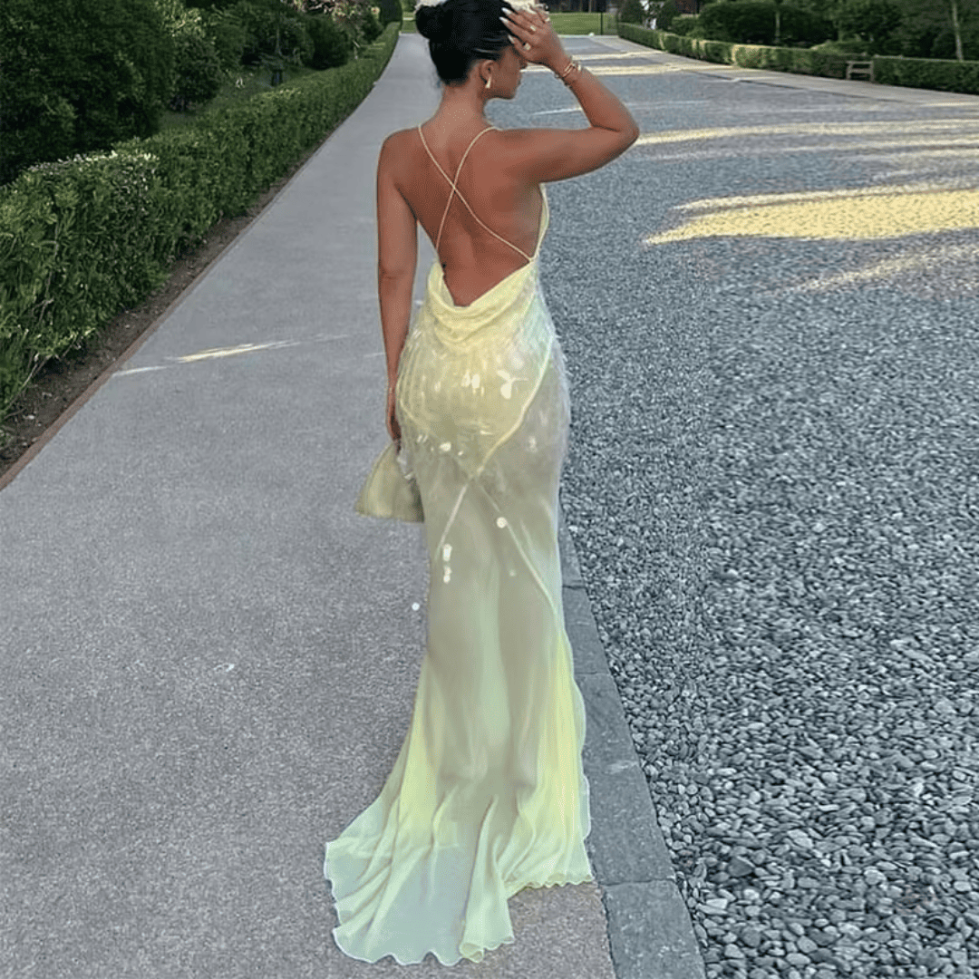 Vestido Feminino Longo com Lantejoulas Forglows