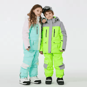 Conjunto de Casaco e Calça com Suspensório Infantil para Neve