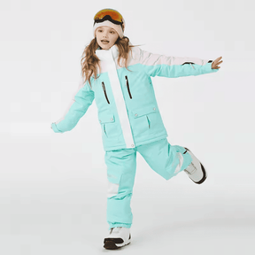 Conjunto de Casaco e Calça com Suspensório Infantil para Neve