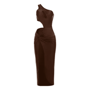 Vestido Feminino Longo com Recortes e Fenda Sexy Forglows