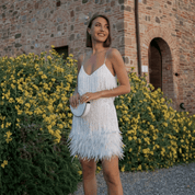 Vestido Feminino com Franja e Penas Eva Forglows