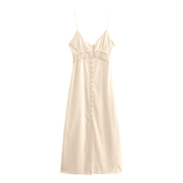 Vestido Feminino Midi em Linho com Botões