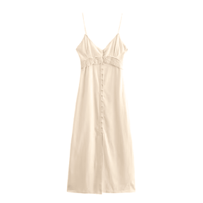Vestido Feminino Midi em Linho com Botões