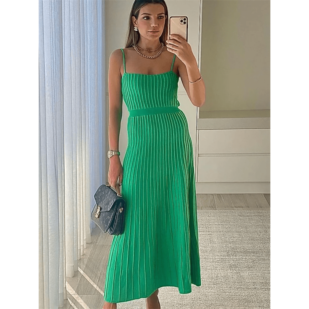 Vestido Feminino Midi Plissado Forglows