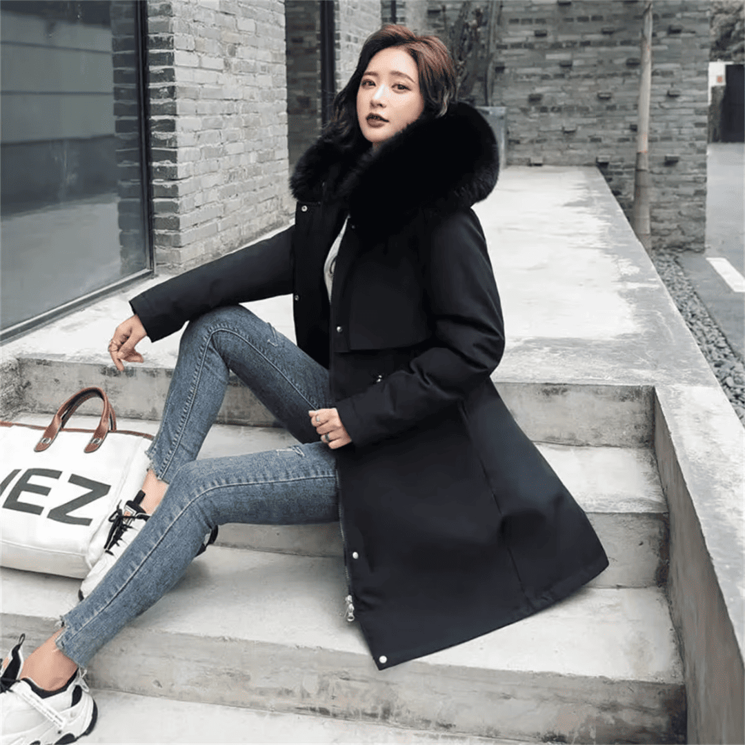 Trench Coat Feminino com Pelúcia e Capuz Forglows