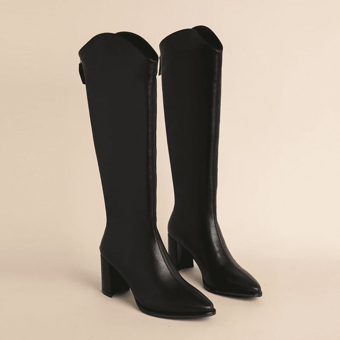 Bota Feminina Cano Alto de Couro Bico Fino Forglows