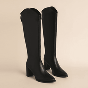 Bota Feminina Cano Alto de Couro Bico Fino Forglows