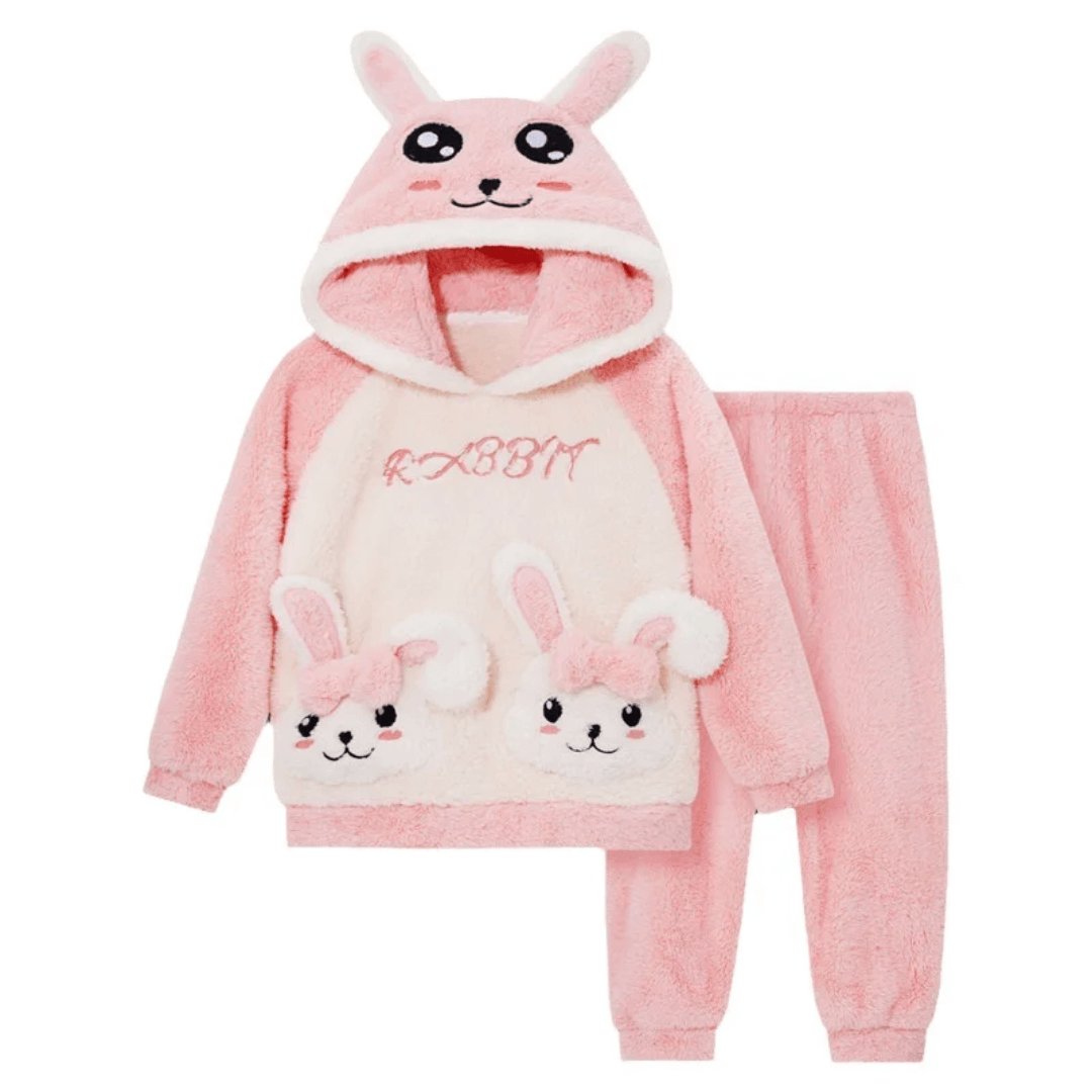Conjunto Infantil Casaco com Capuz e Calça com Pelúcia Bunny Forglows