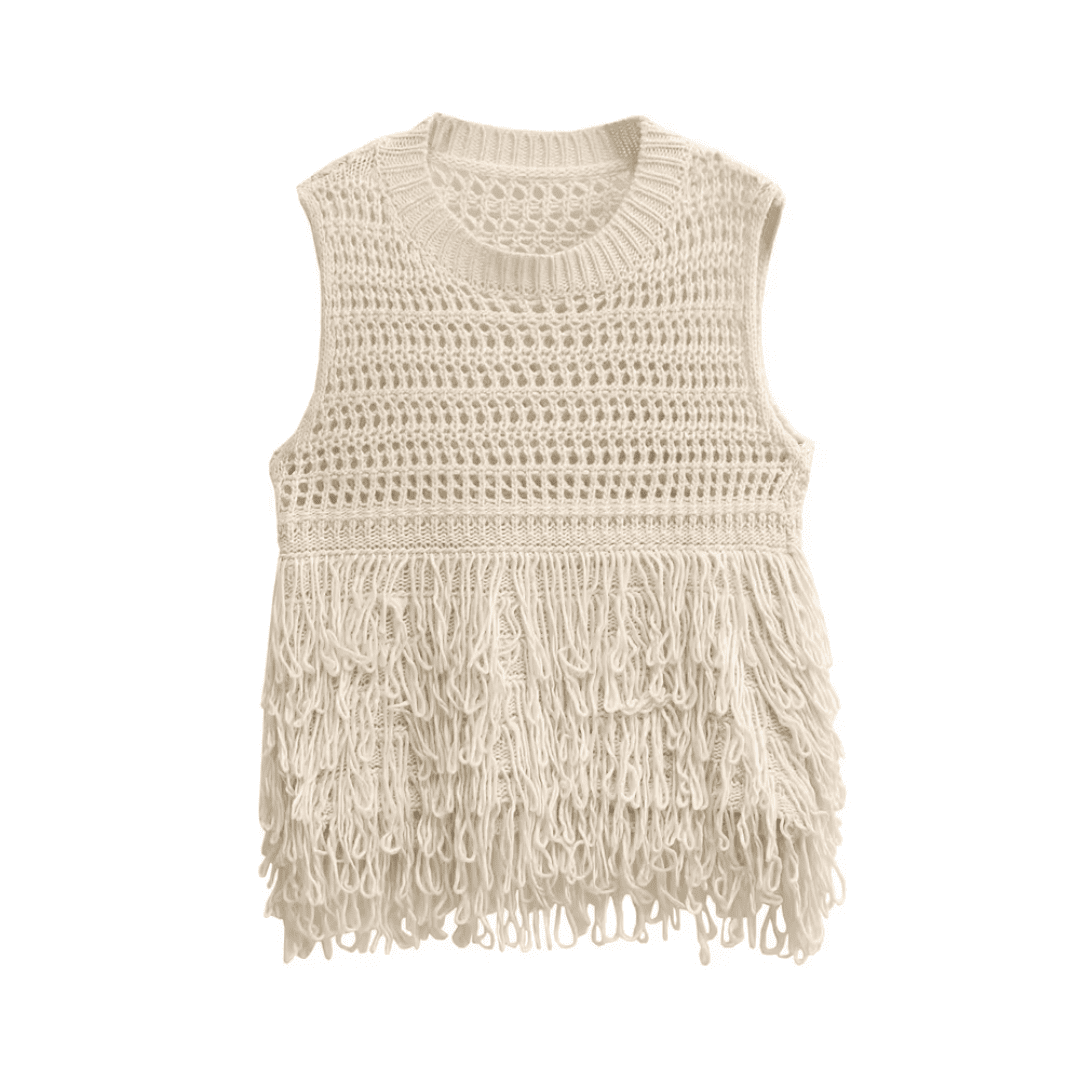 Blusa Feminina de Crochê com Franja Forglows