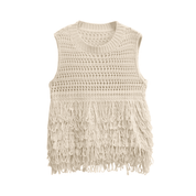 Blusa Feminina de Crochê com Franja Forglows