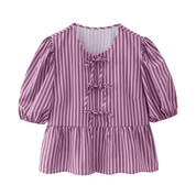 Blusa Feminina Bata com Amarração Manga Curta Luna Forglows