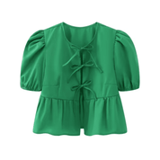 Blusa Feminina Bata com Amarração Manga Curta Luna Forglows