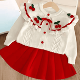 Conjunto de Saia e Suéter Infantil Menina Cerejinhas