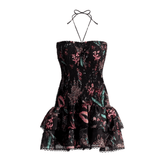 Vestido Feminino em Lastex com Babados