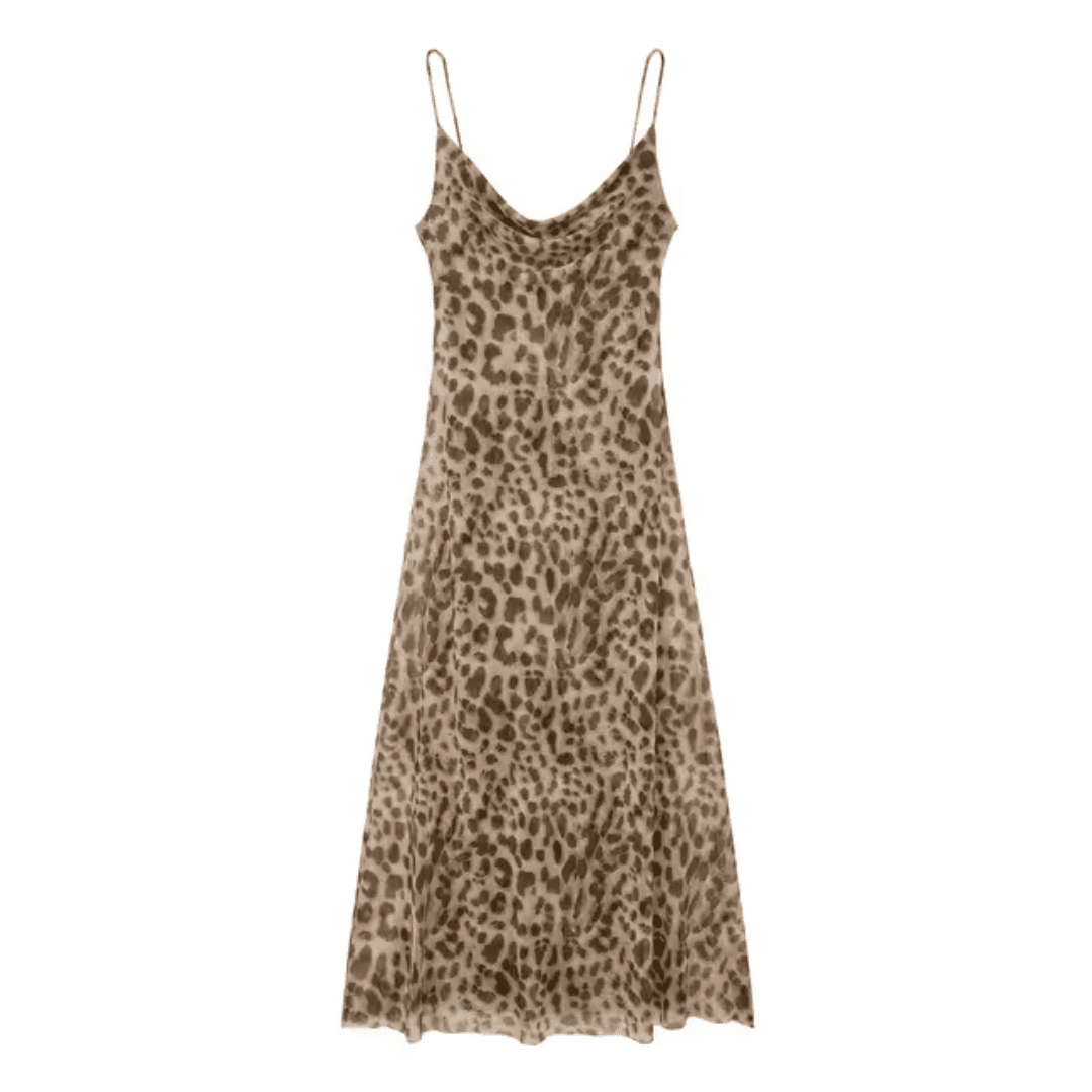 Vestido Feminino Longo Animal Print em Tule Forglows