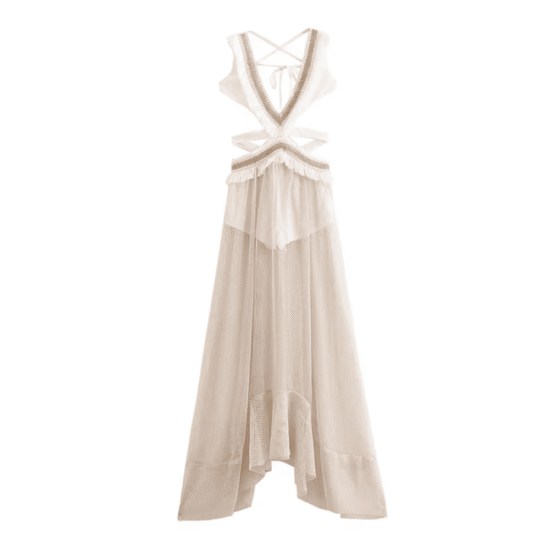 Vestido Feminino Longo Fluído com Transparência Forglows