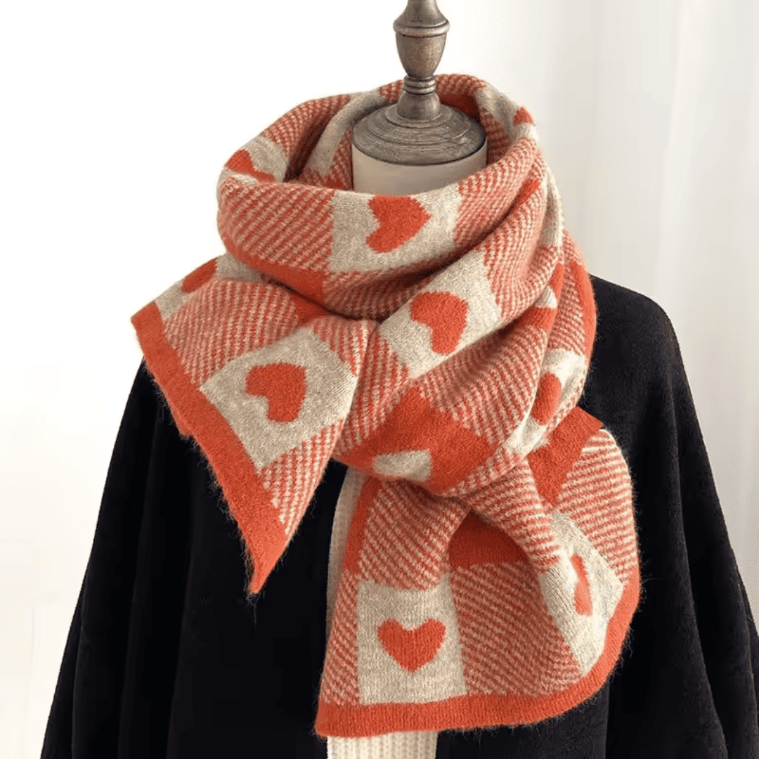 Cachecol Feminino Xadrez com Corações Forglows
