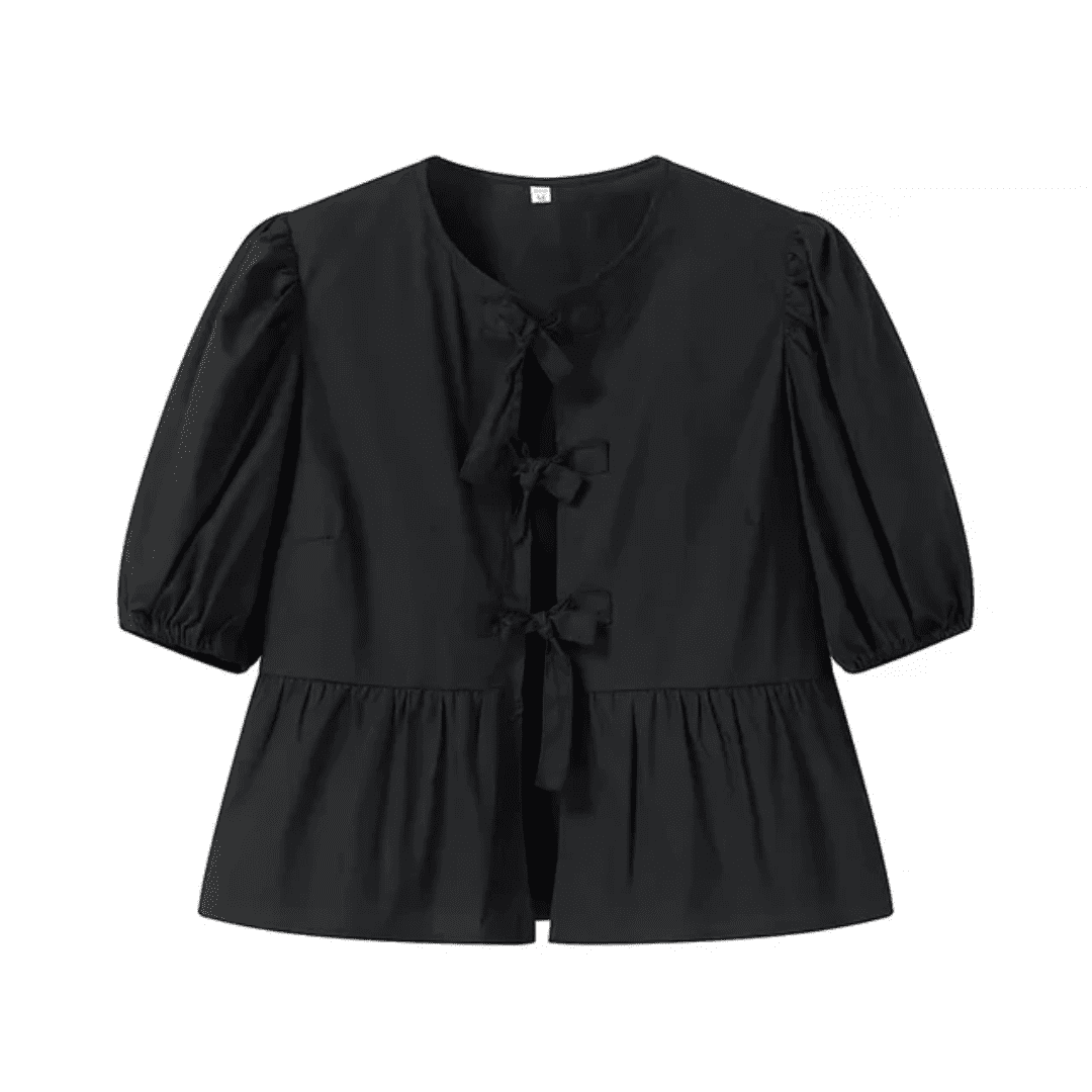 Blusa Feminina Bata com Amarração Manga Curta Luna Forglows