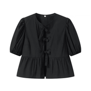 Blusa Feminina Bata com Amarração Manga Curta Luna Forglows