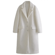 Sobretudo Feminino de Lã Branco Forglows